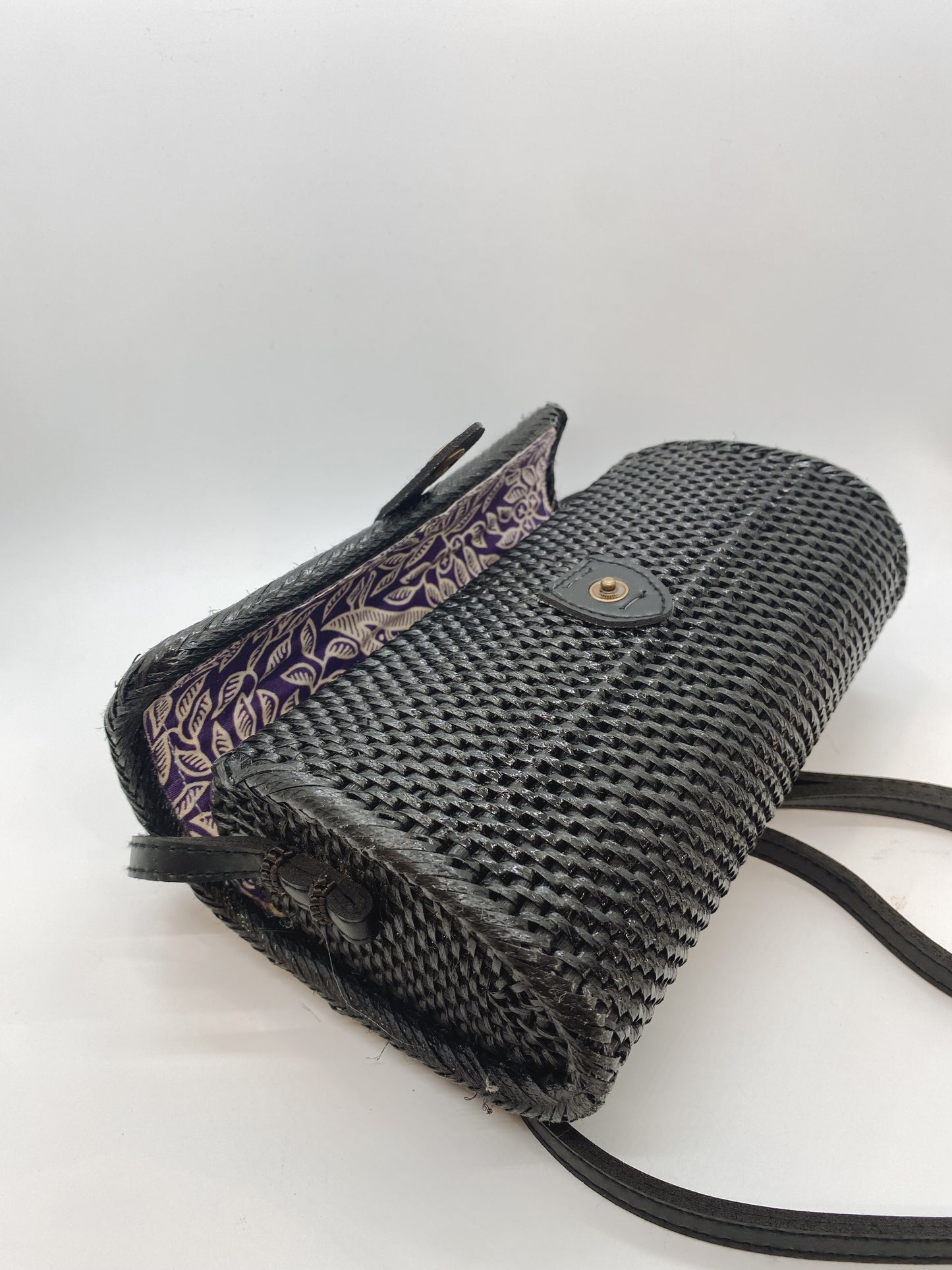 Rectangle Rattan Purse- Black