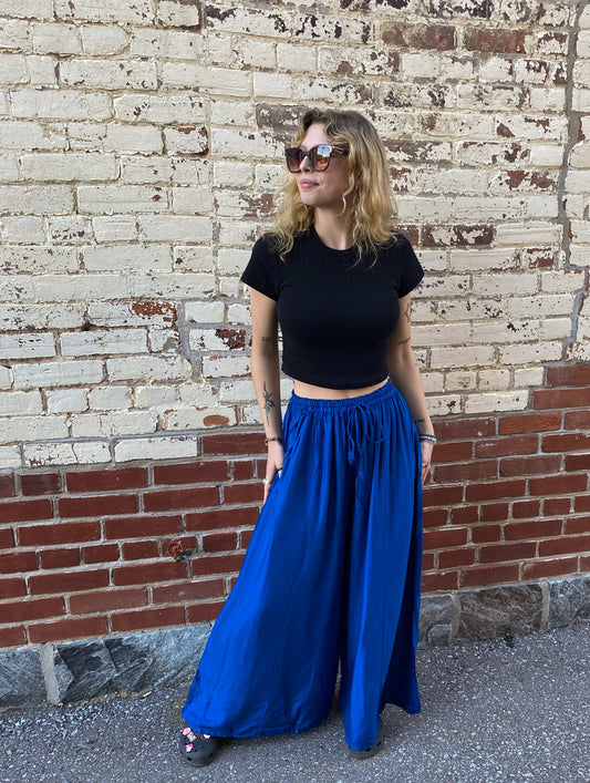 Blue Flowy Pants