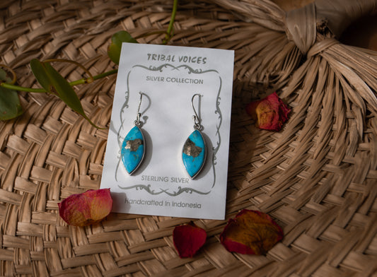 Turquoise with Pyrite Earrings