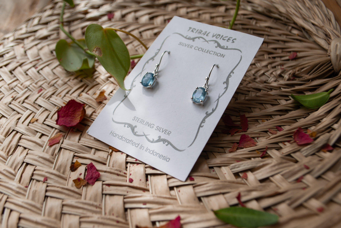 Oval Aqua Kyanite Earrings