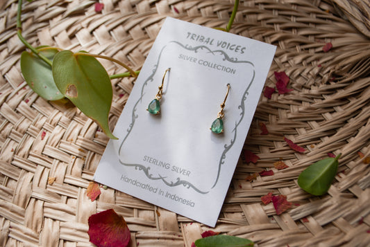 Gold Green Kyanite Earrings