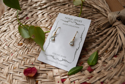Gold Blue Topaz Earrings