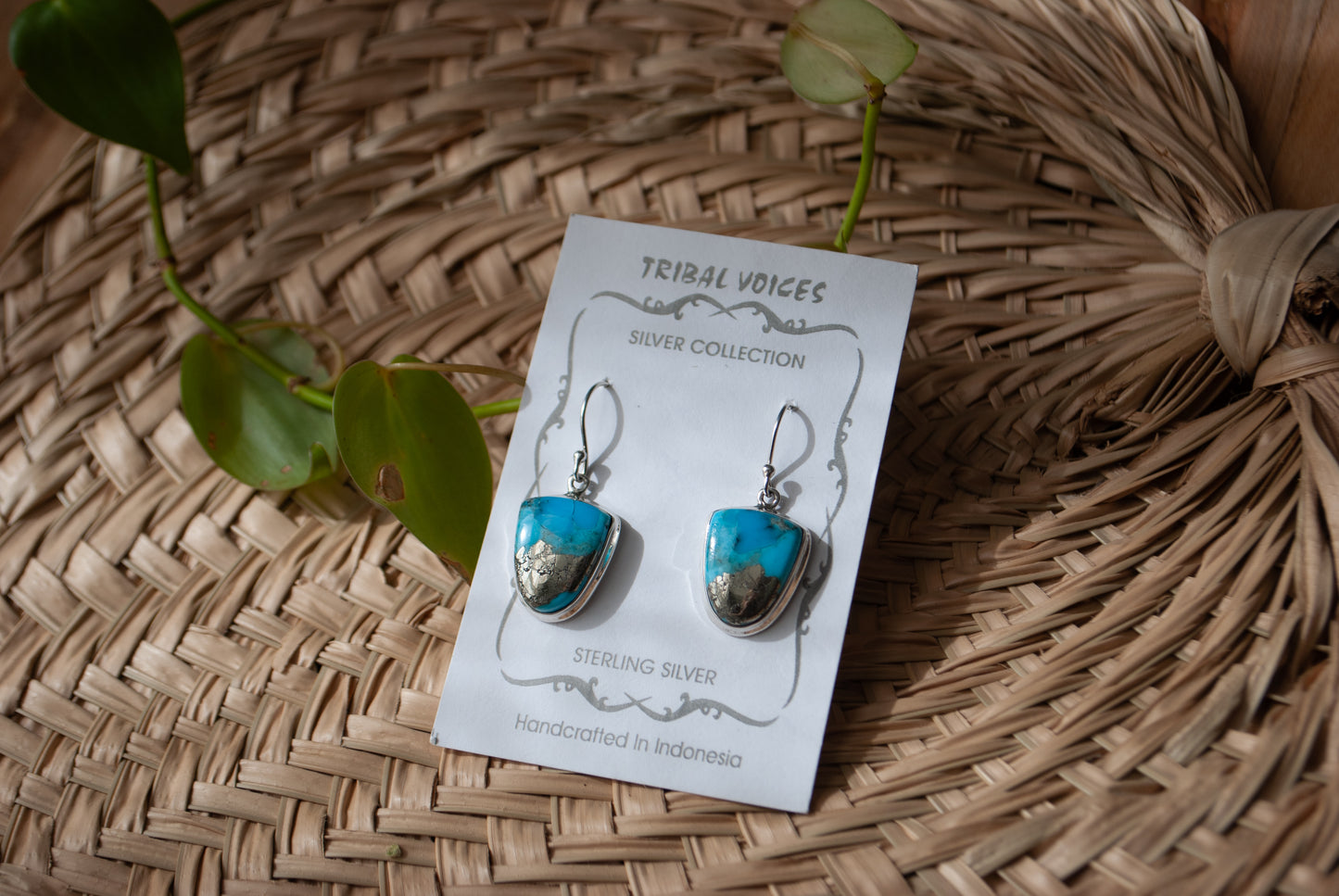 Turquoise with Pyrite Earrings
