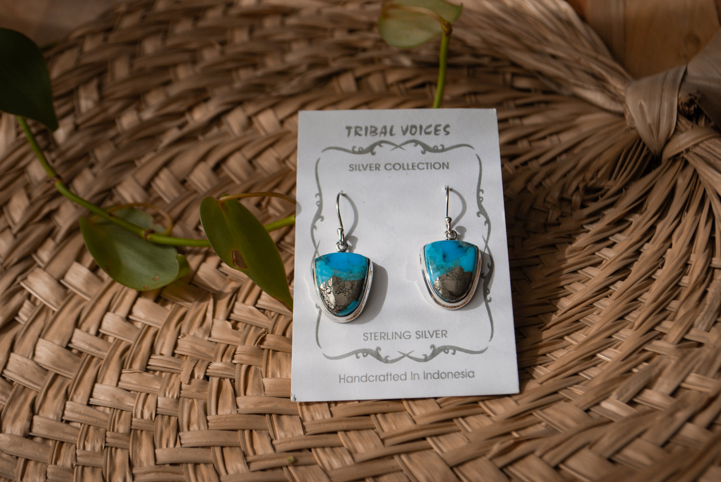 Turquoise with Pyrite Earrings