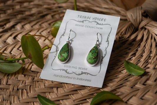 Green Copper Turquoise Earrings