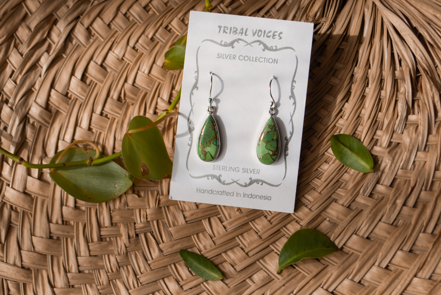 Green Copper Turquoise Earrings