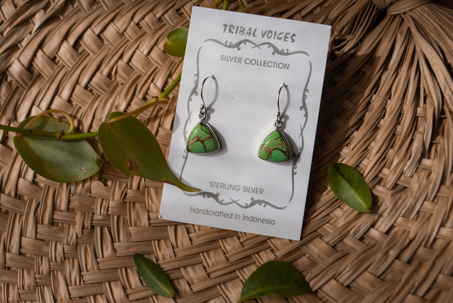 Green Copper Turquoise Earrings