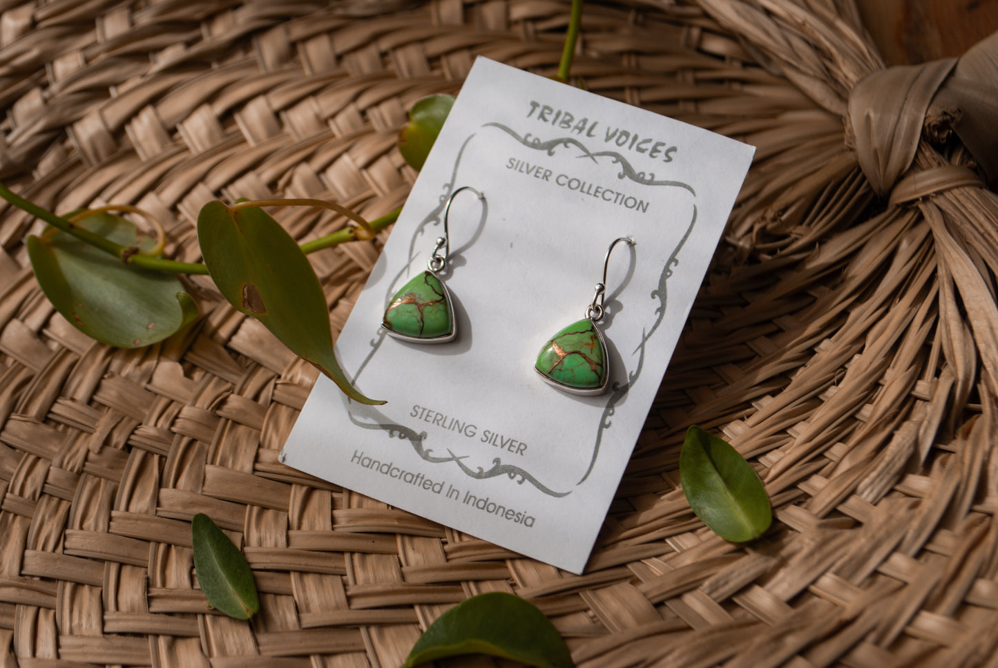 Green Copper Turquoise Earrings