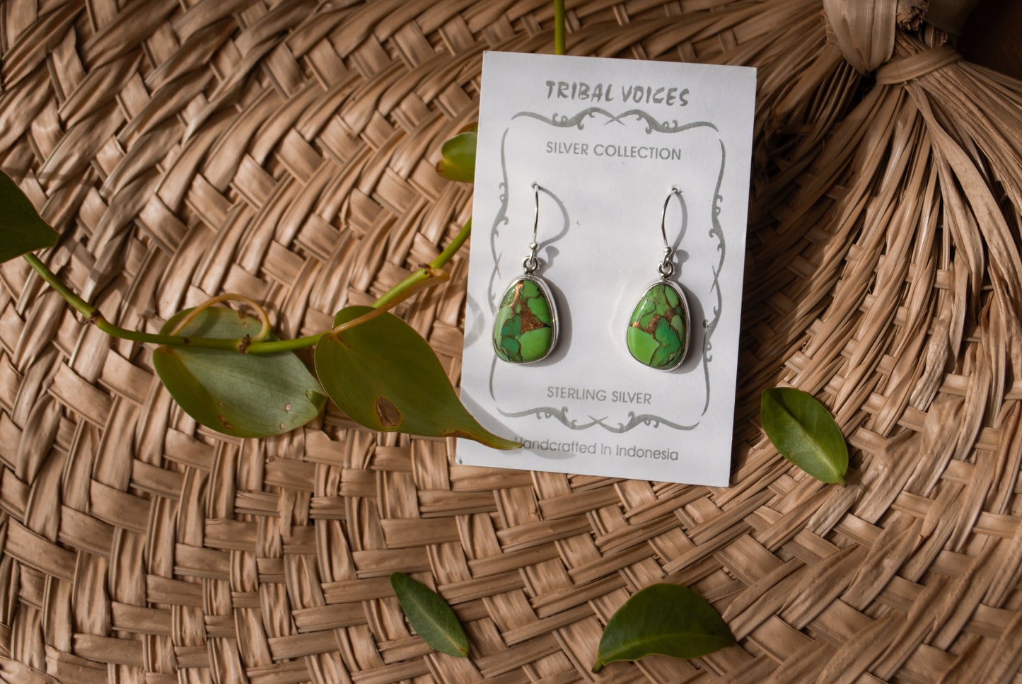 Green Copper Turquoise Earrings