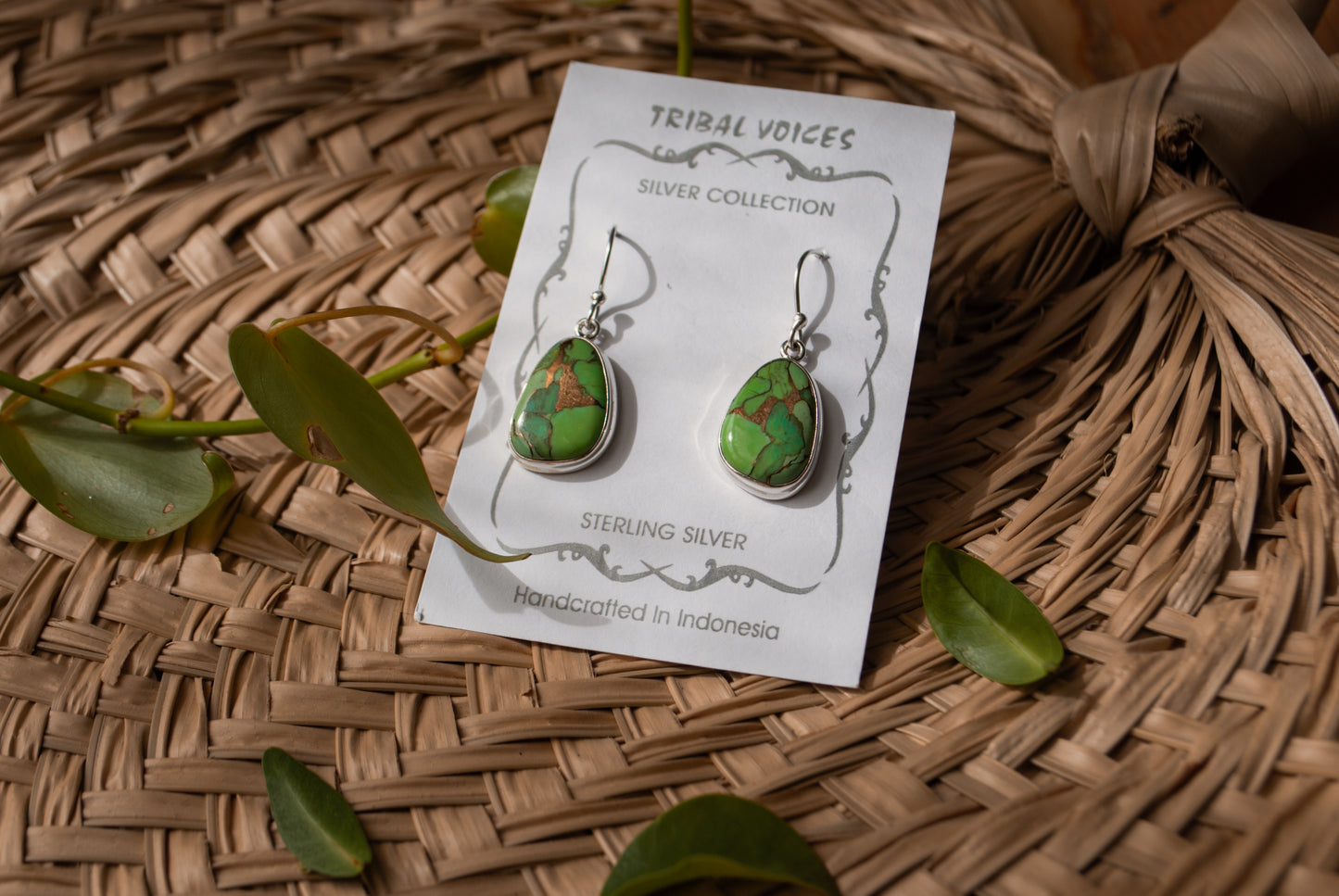 Green Copper Turquoise Earrings