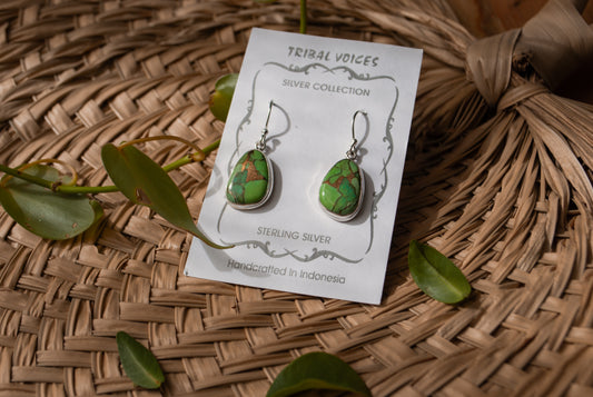 Green Copper Turquoise Earrings