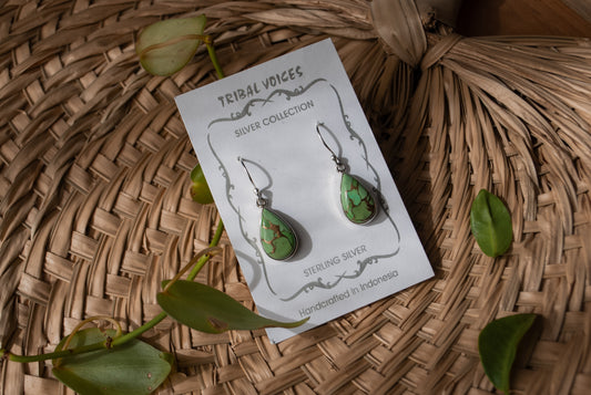 Green Copper Turquoise Earrings