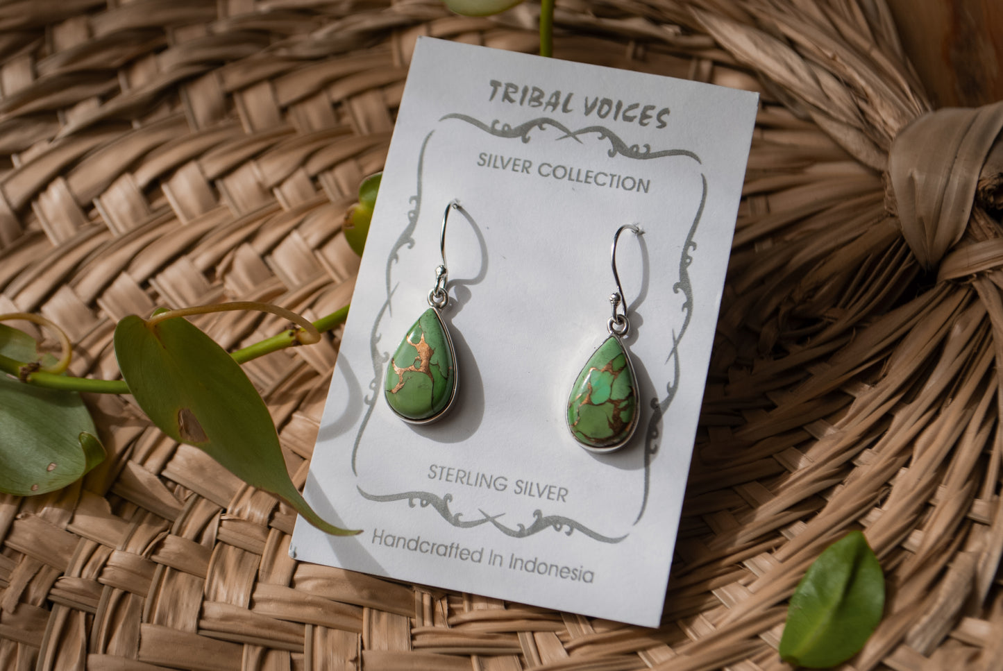 Green Copper Turquoise Earrings