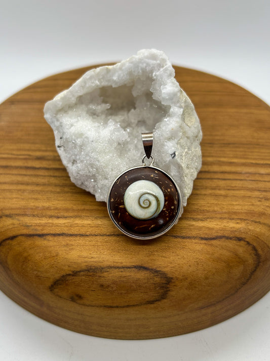 Eye of Shiva & Coconut Wood Pendant