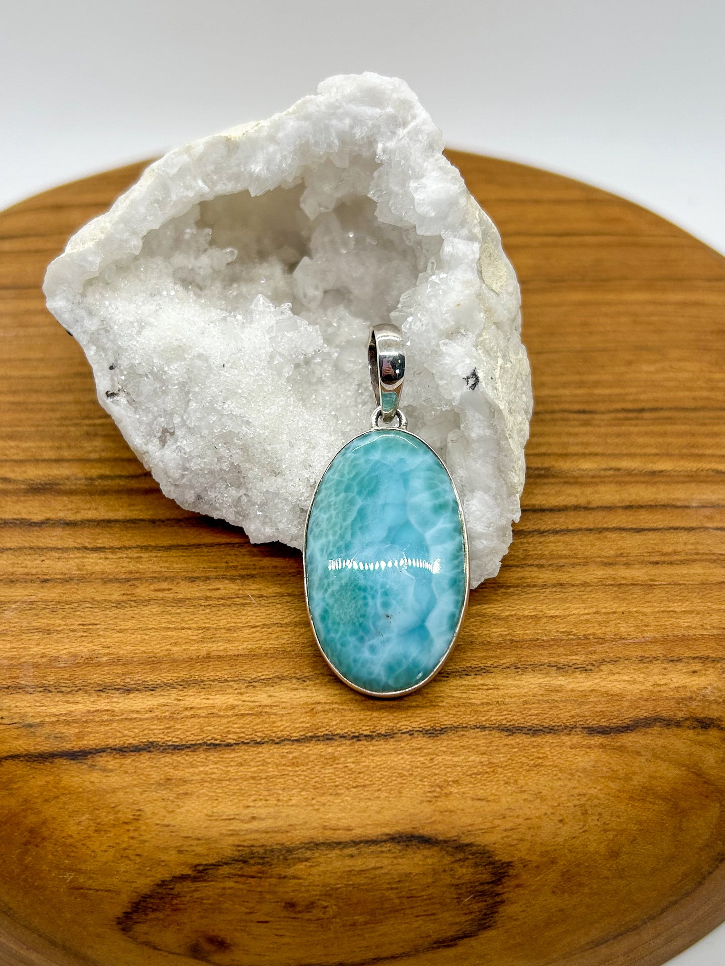 Large Oval Larimar Pendant