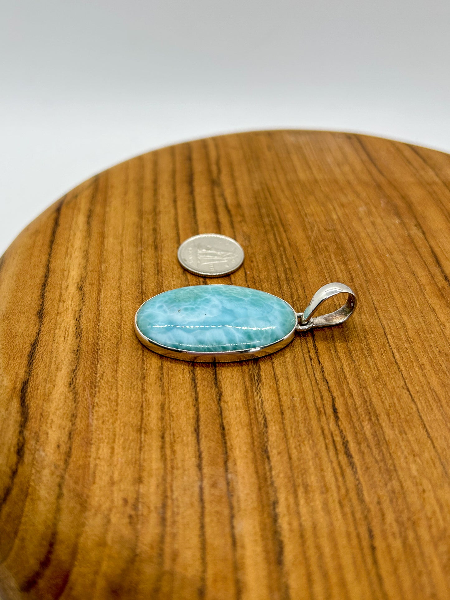Large Oval Larimar Pendant