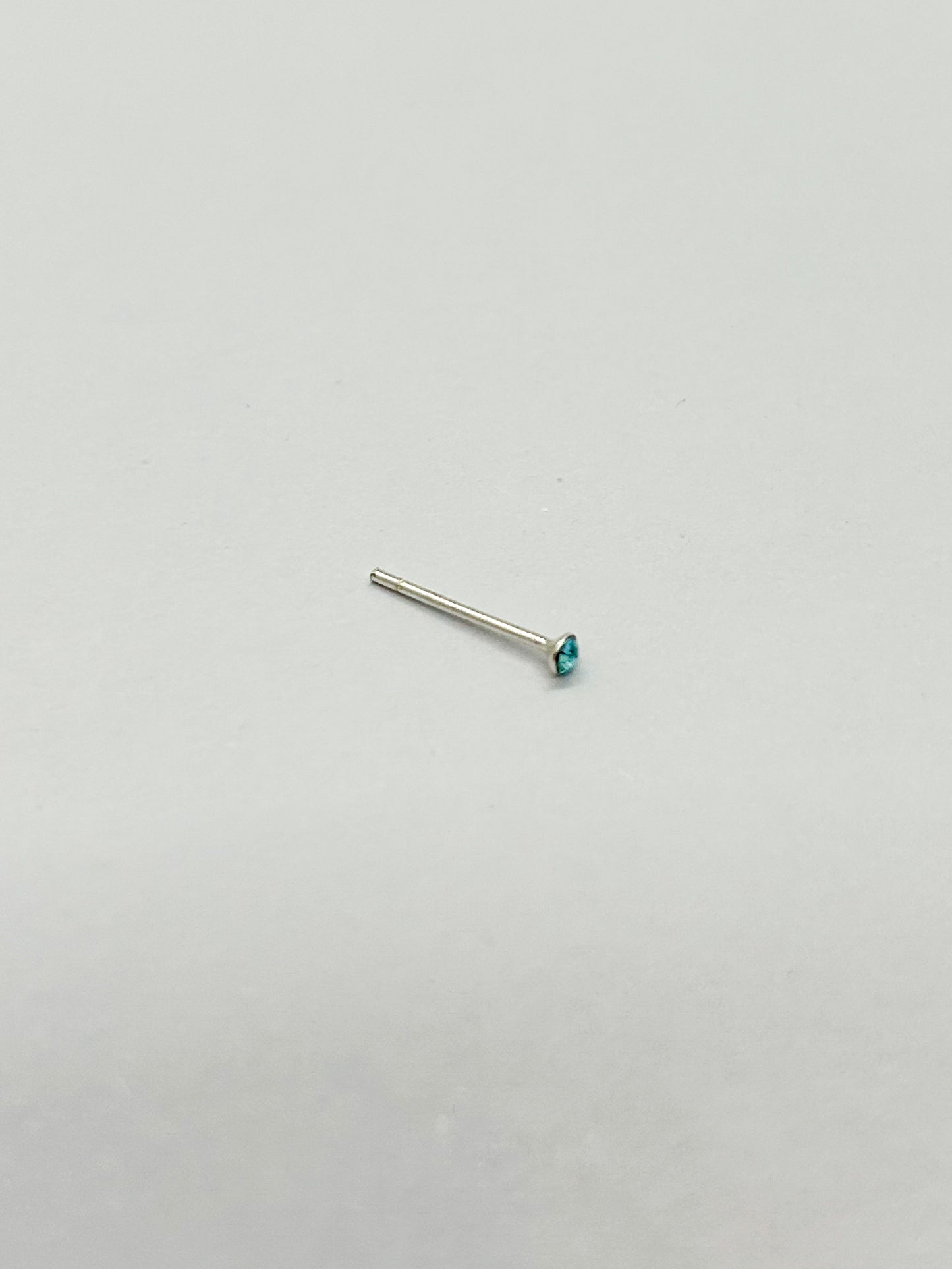 Light Blue Circular Straight-Back Nose Studs