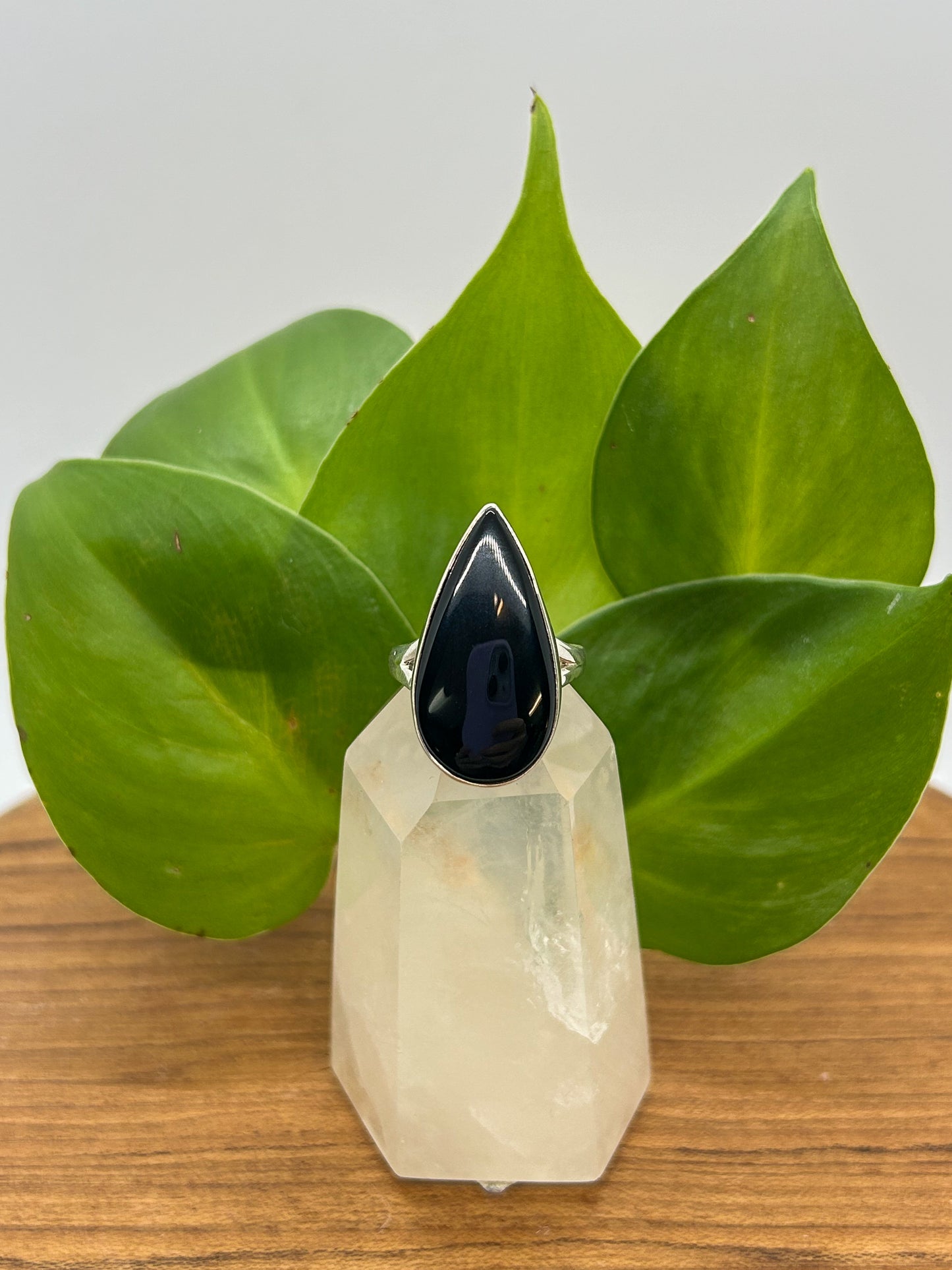 Large Teardrop Onyx Ring (Size 8)