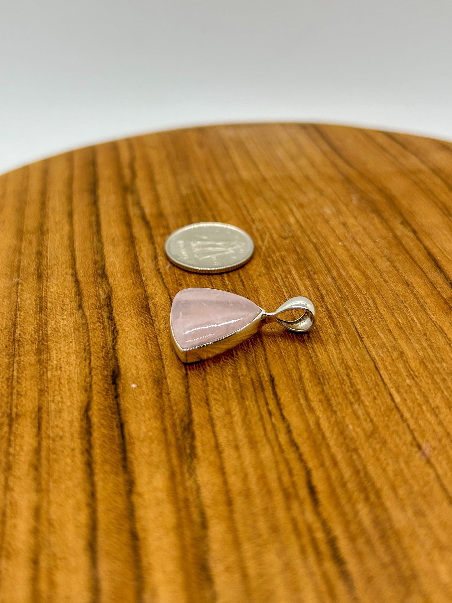 Rose Quartz Wide Triangular Pendant