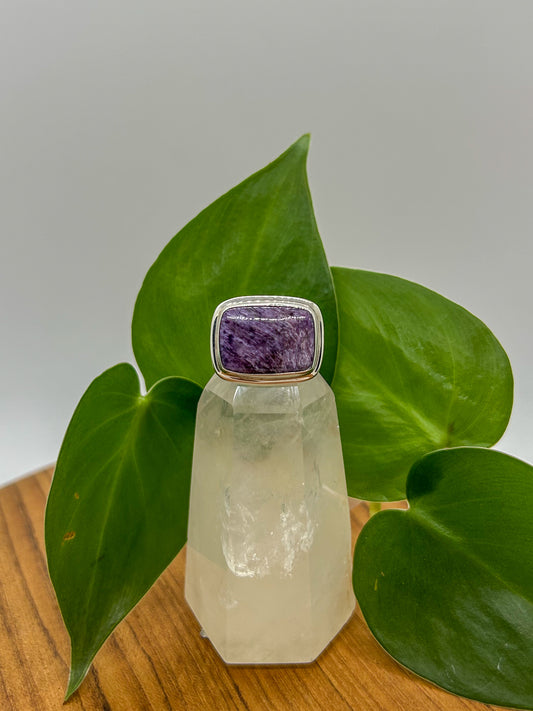 Charoite Rectangle Ring (Size 6)