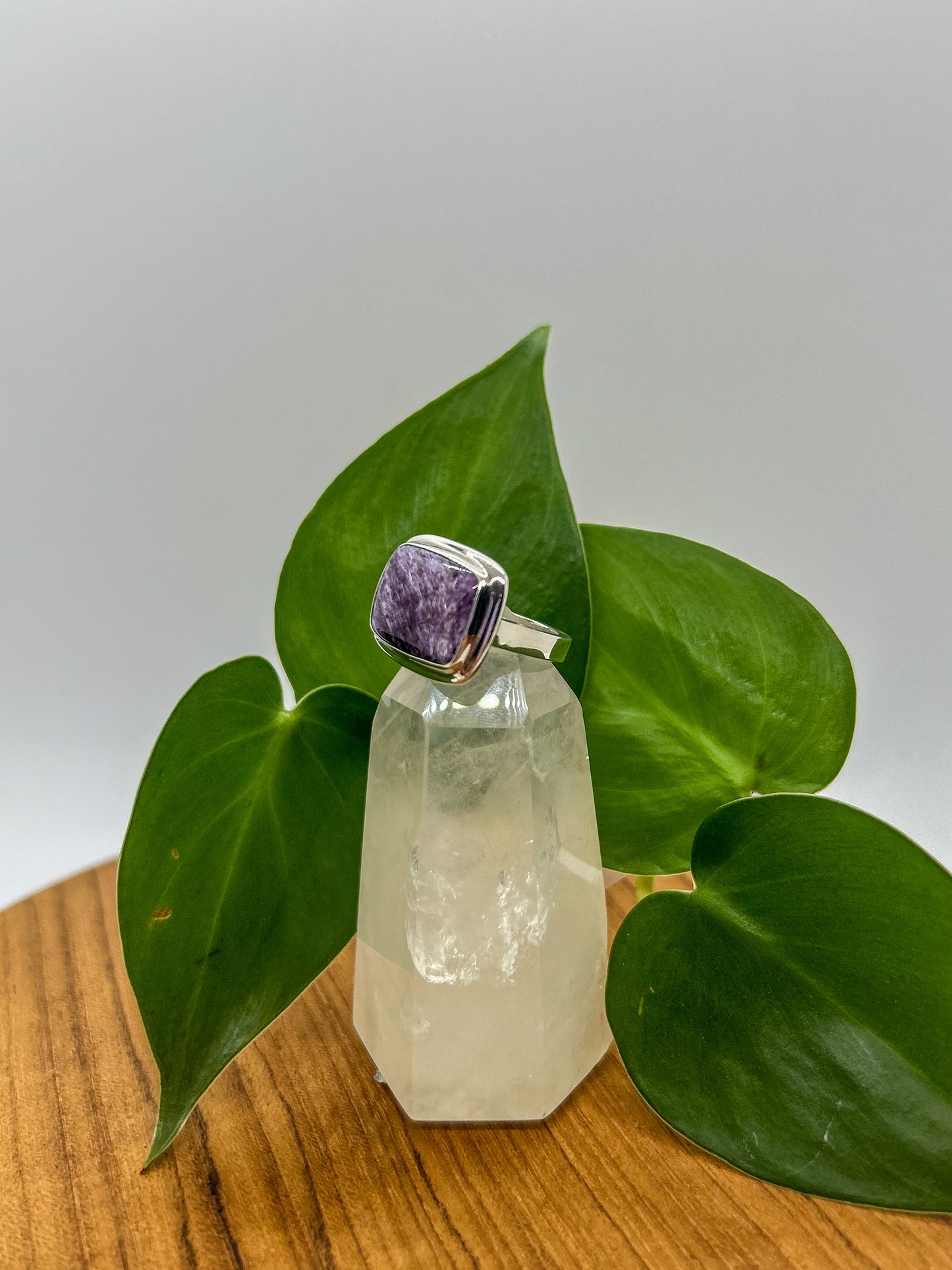 Charoite Rectangle Ring (Size 6)