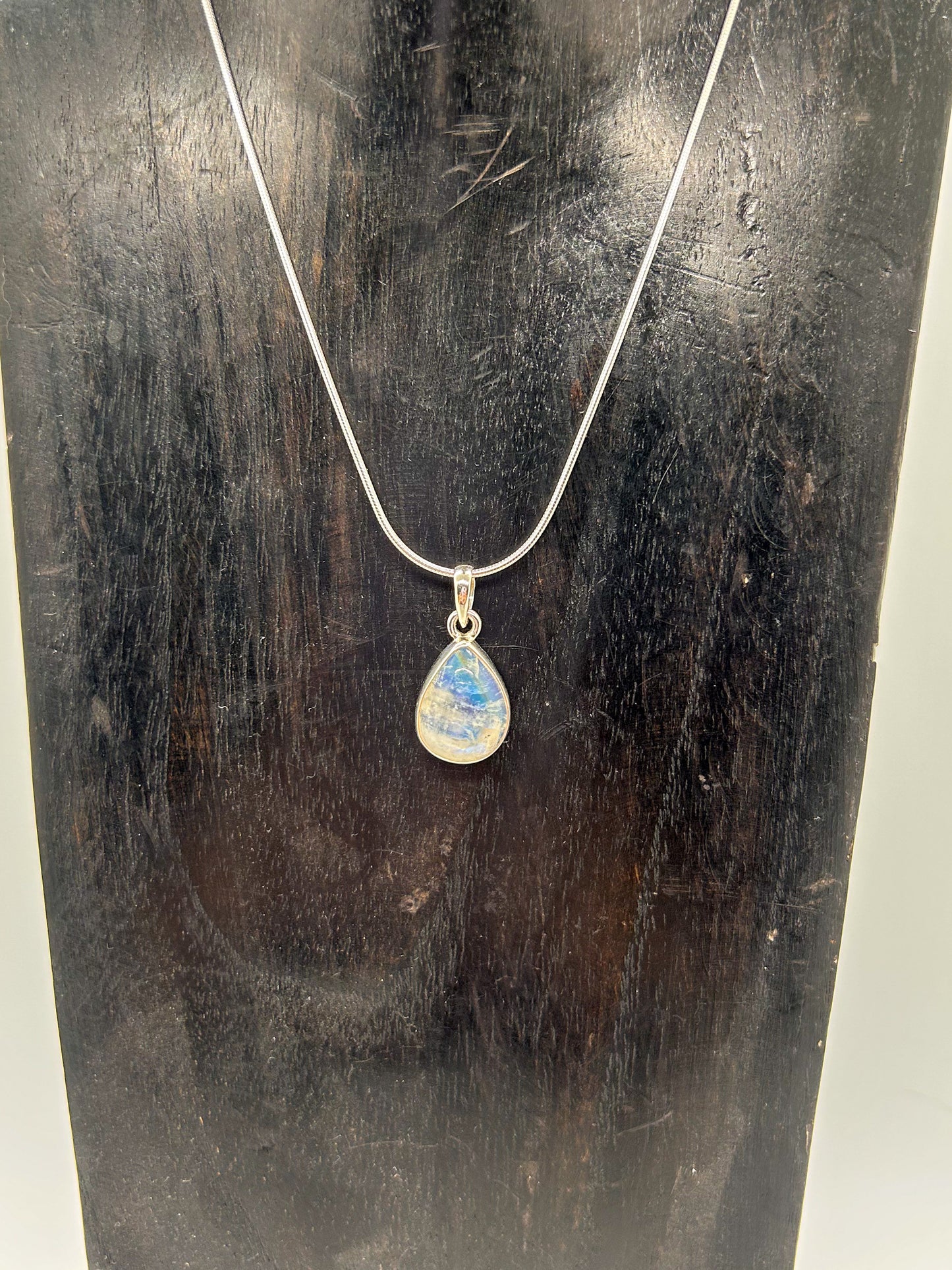 Dainty Teardrop Rainbow Moonstone Pendant