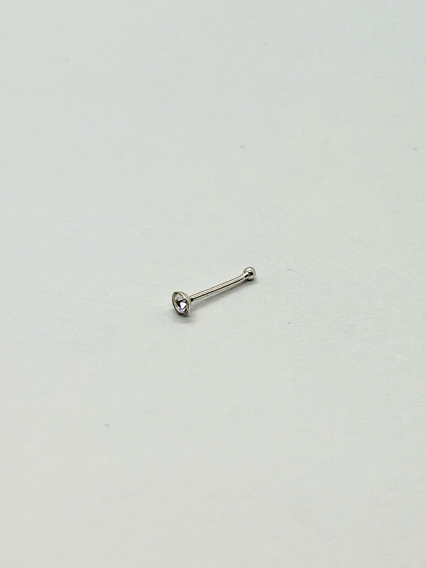 White CZ Circle Nose Studs- Ball Back