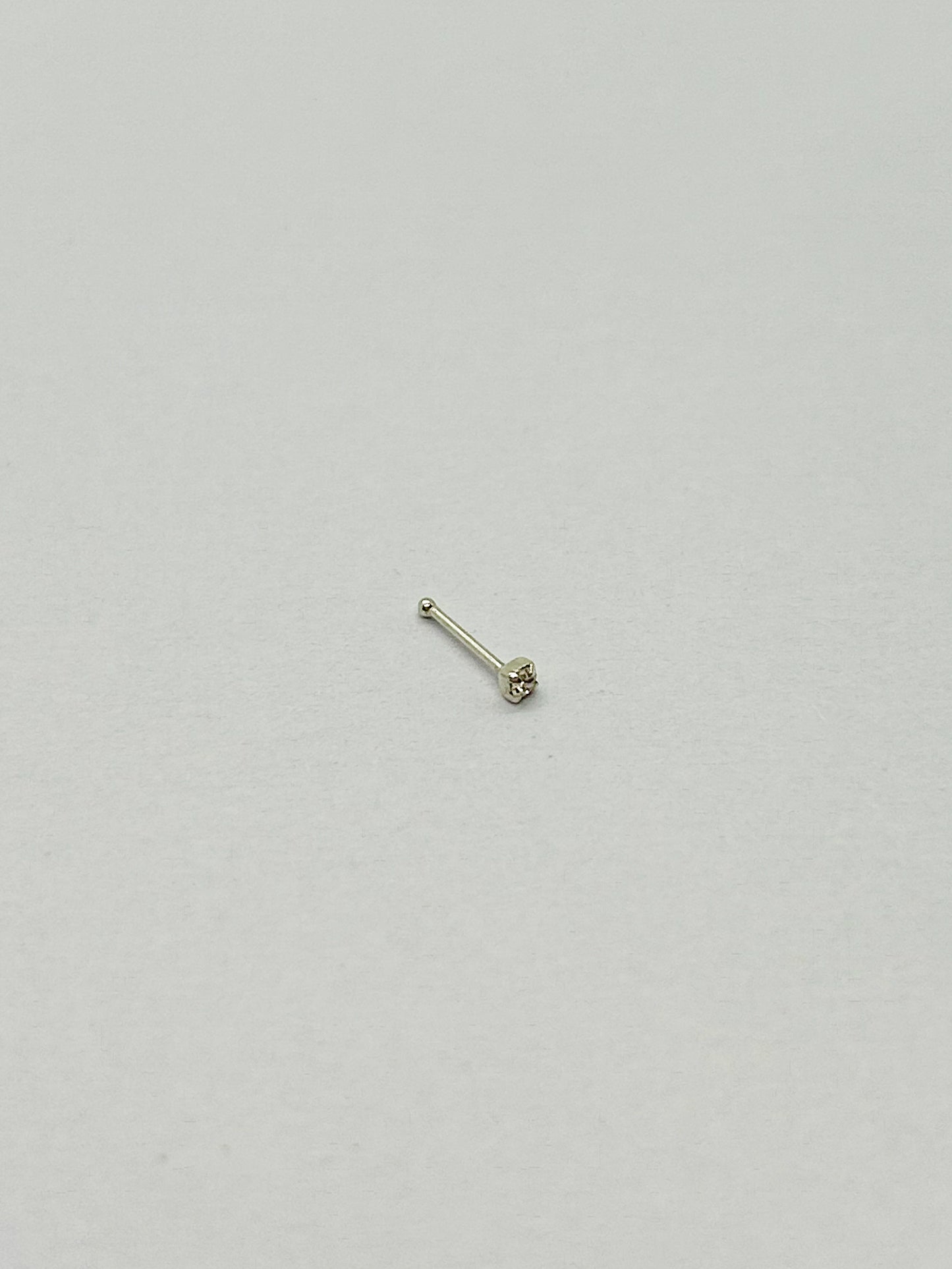 White CZ Square Claw Nose Studs- Ball Back