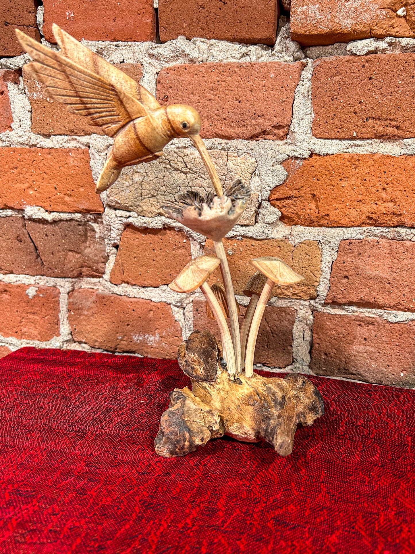 Hummingbird Parasite Wood Statue #3