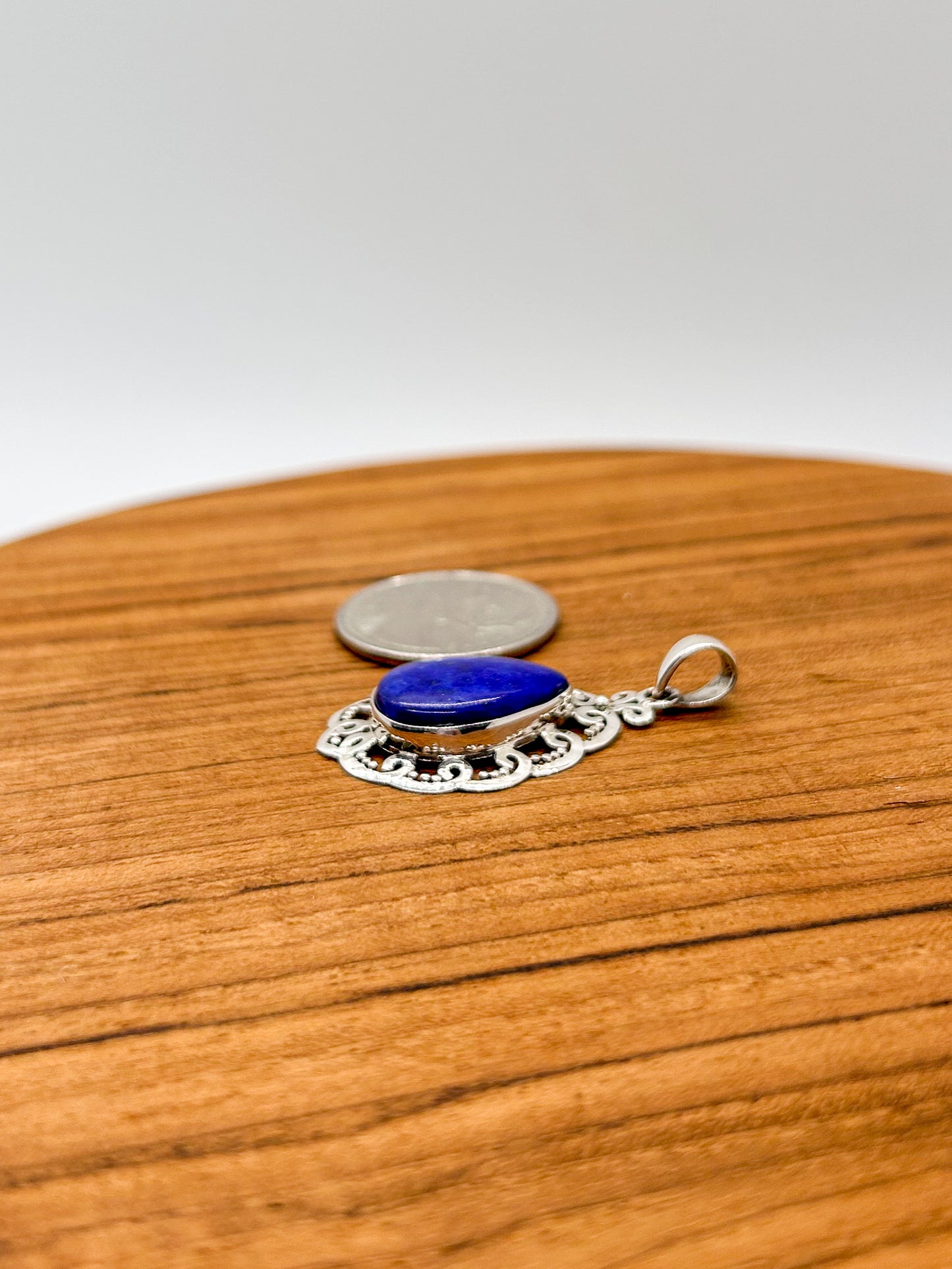Filigree Lapis Lazuli Teardrop Pendant