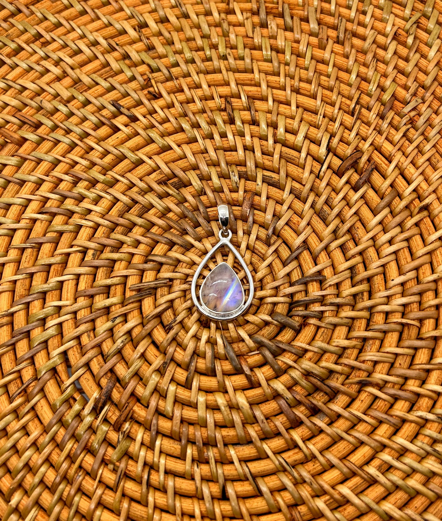 Moonstone Teardrop Enveloped in Silver