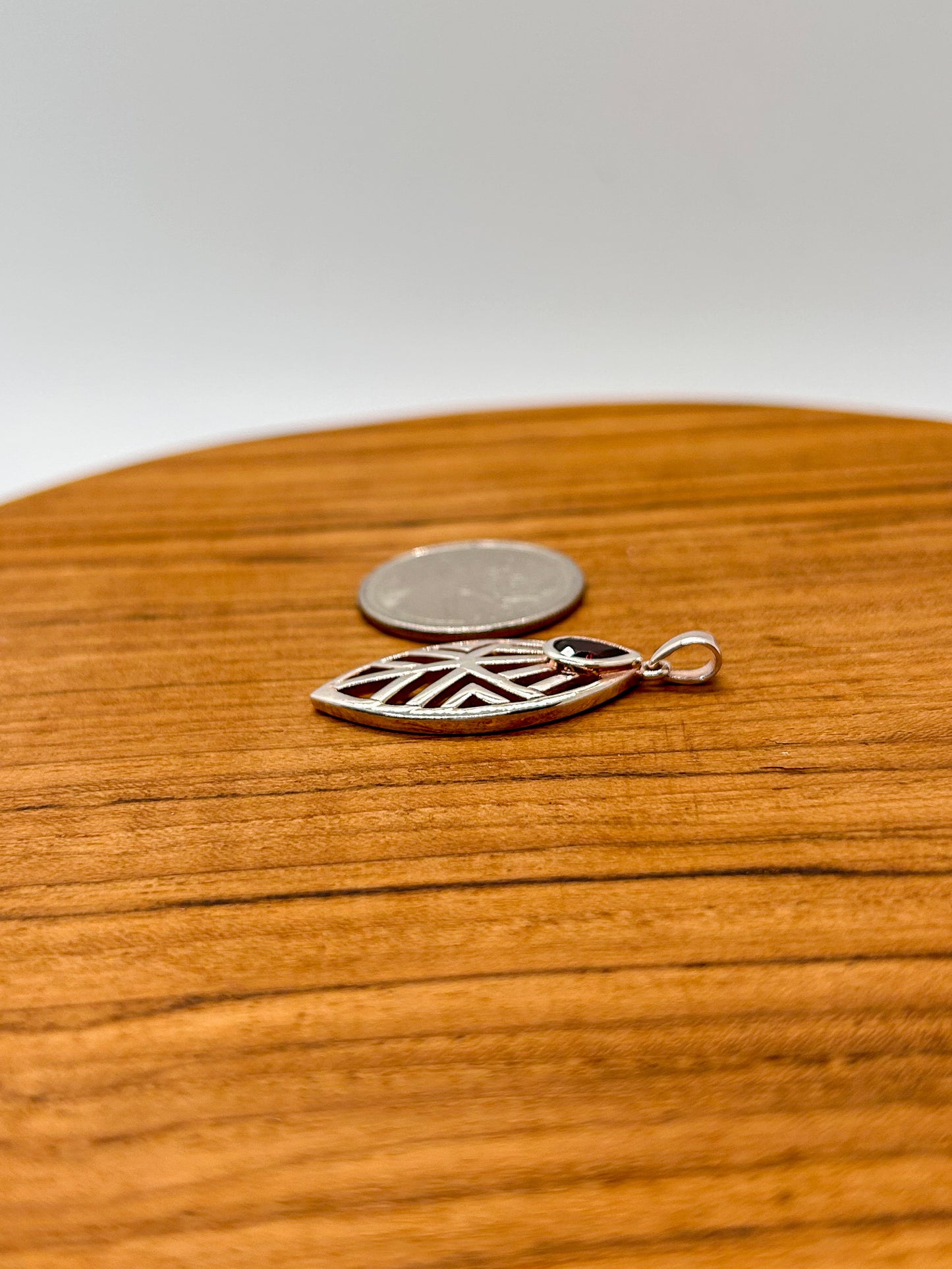 Pointed Garnet Teardrop Pendant