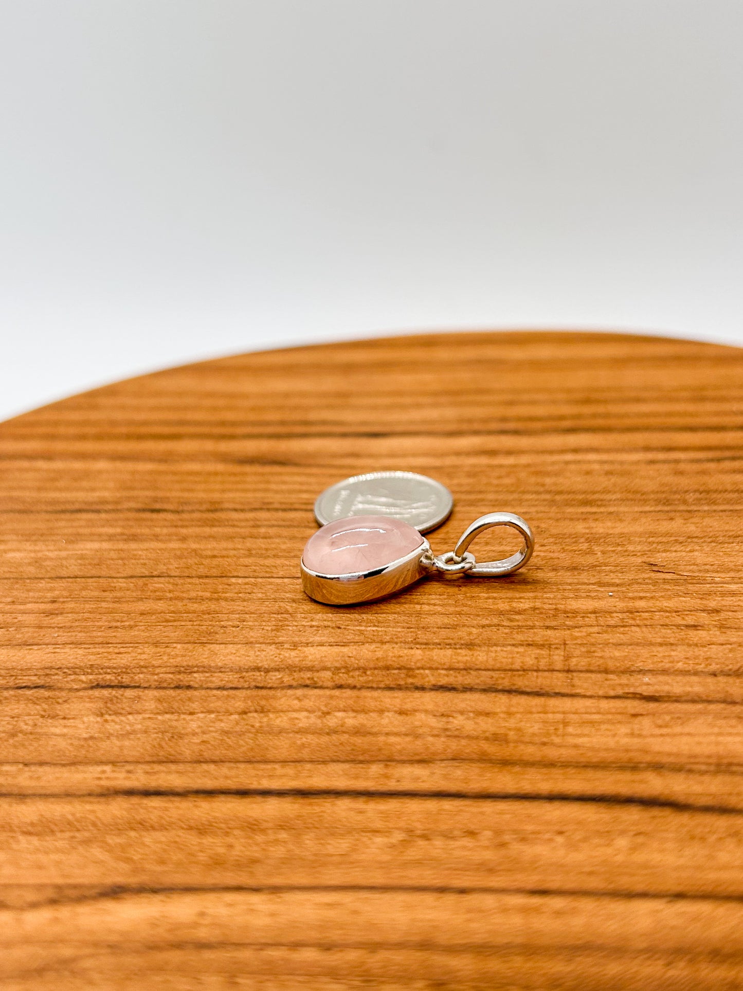 Dainty Rose Quartz Teardrop Pendant
