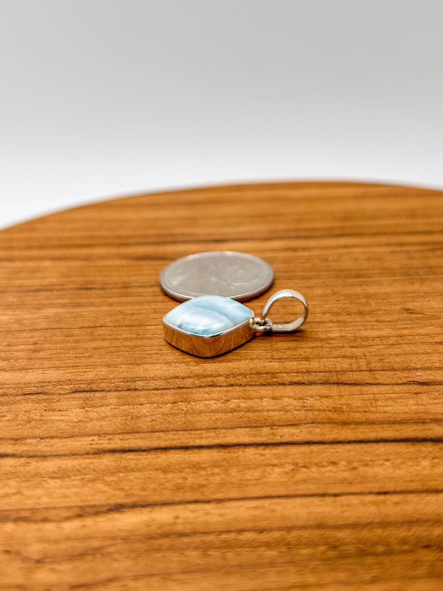 Dainty Diamond Larimar Pendant