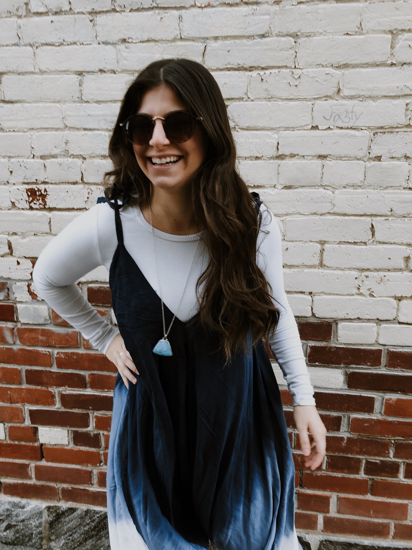 Ocean Blue Ombre Romper with Tie Straps
