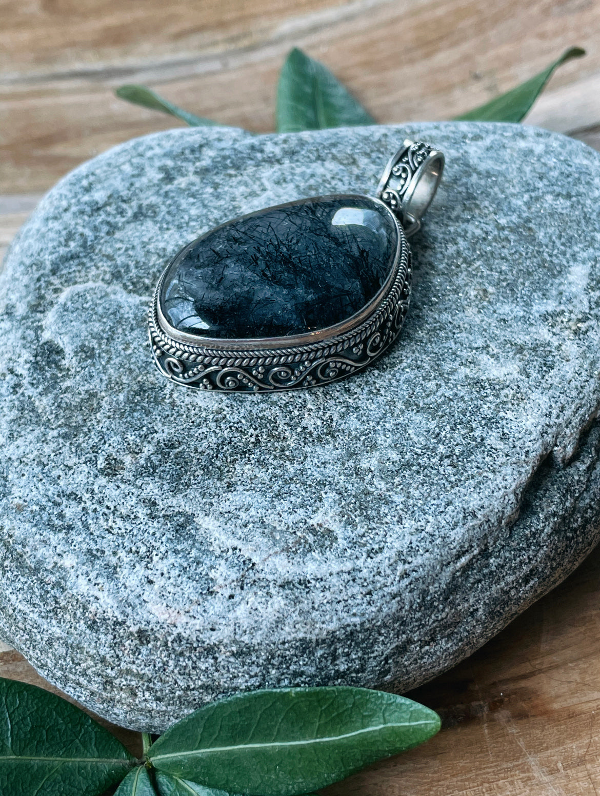 Tourmalinated Quartz Pendant - Heart Protector
