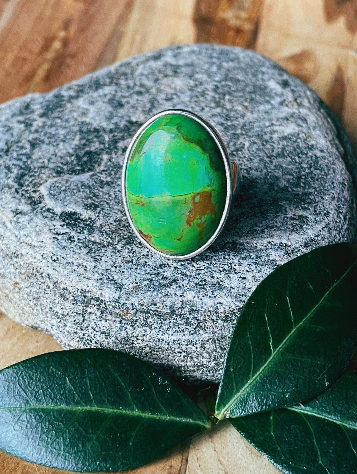 Green Apple Turquoise Ring (size 6)