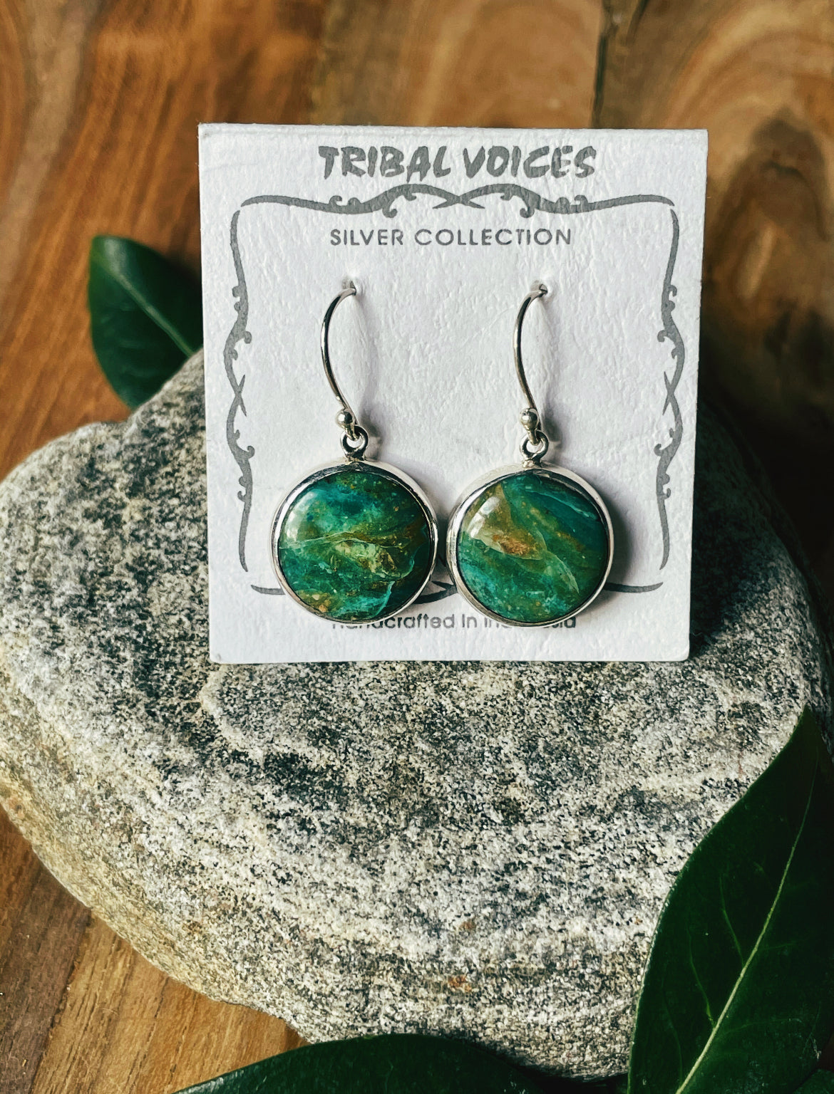 Circular-Set Peruvian Opal Earrings