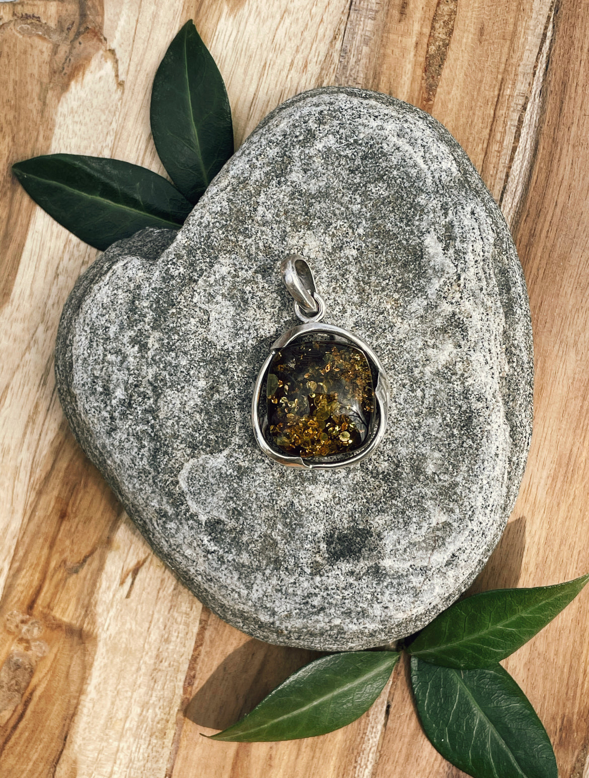 Circular Green Amber Pendant