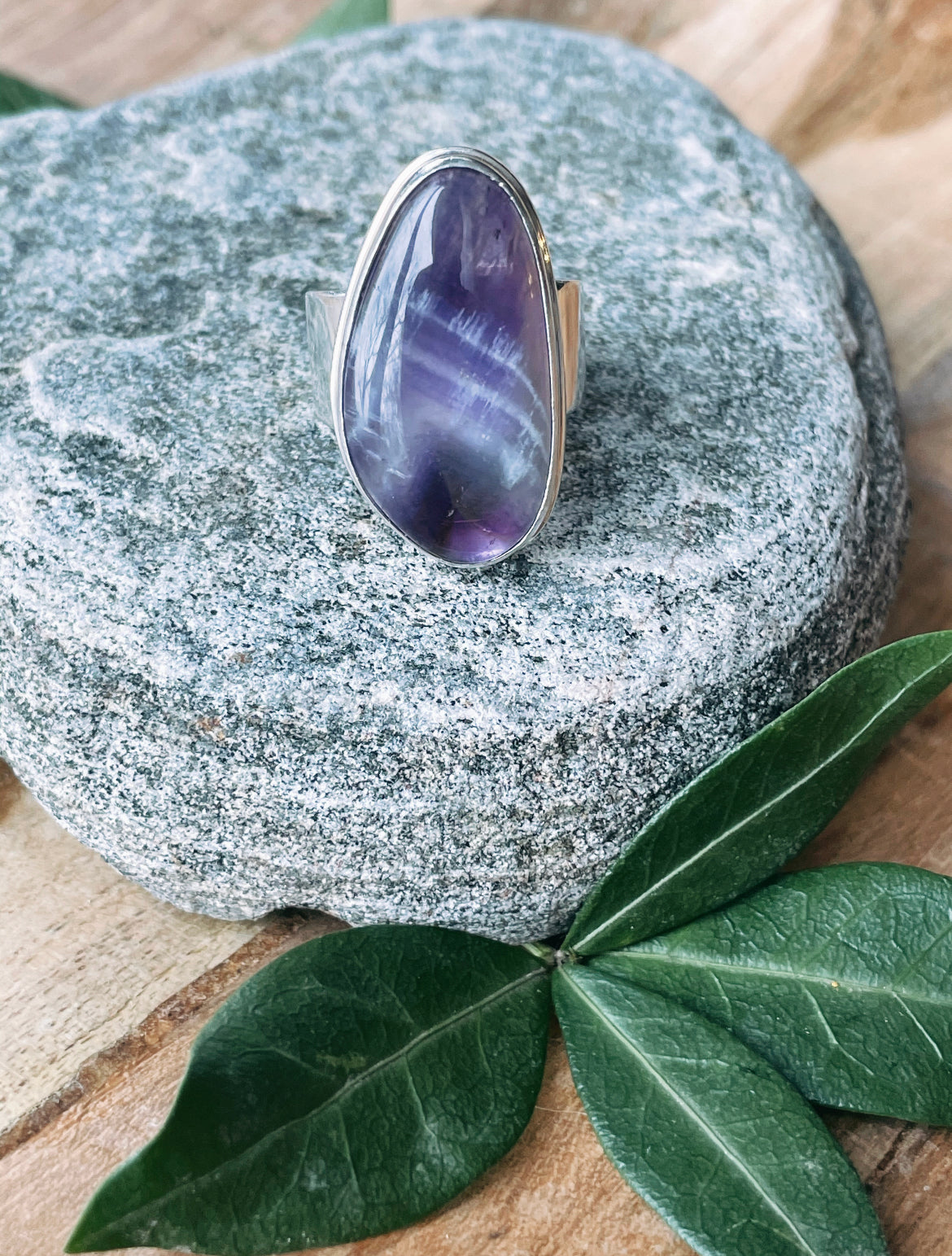Chevron Amethyst Ring (size 7)