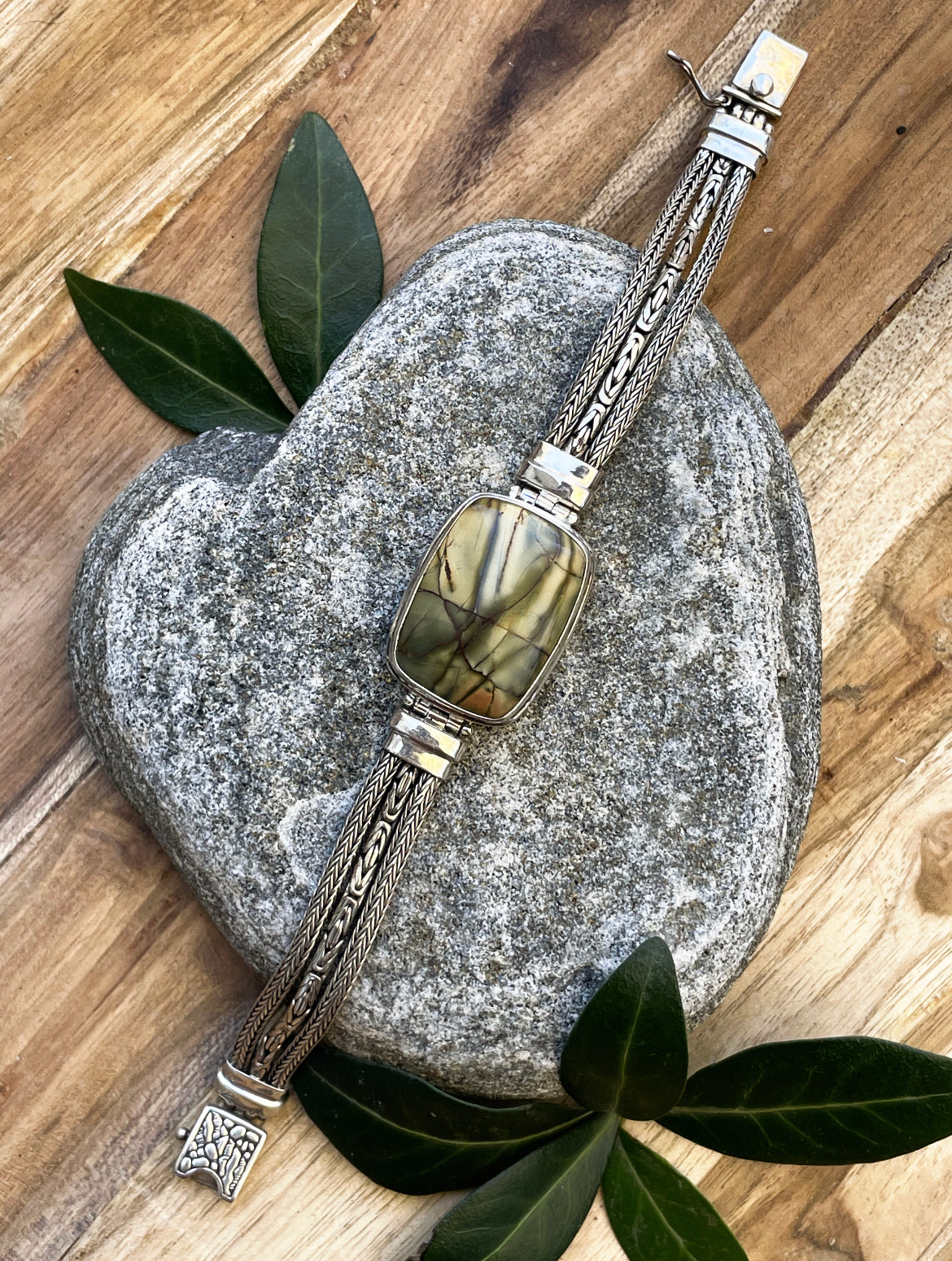 Jasper Sterling Silver Bracelet