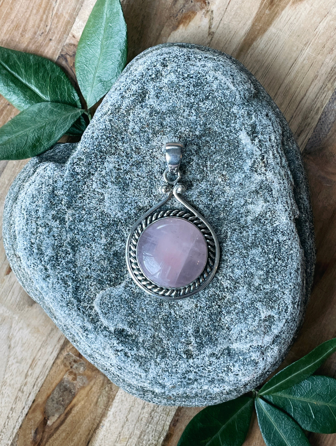Rose Quartz Full Moon Pendant