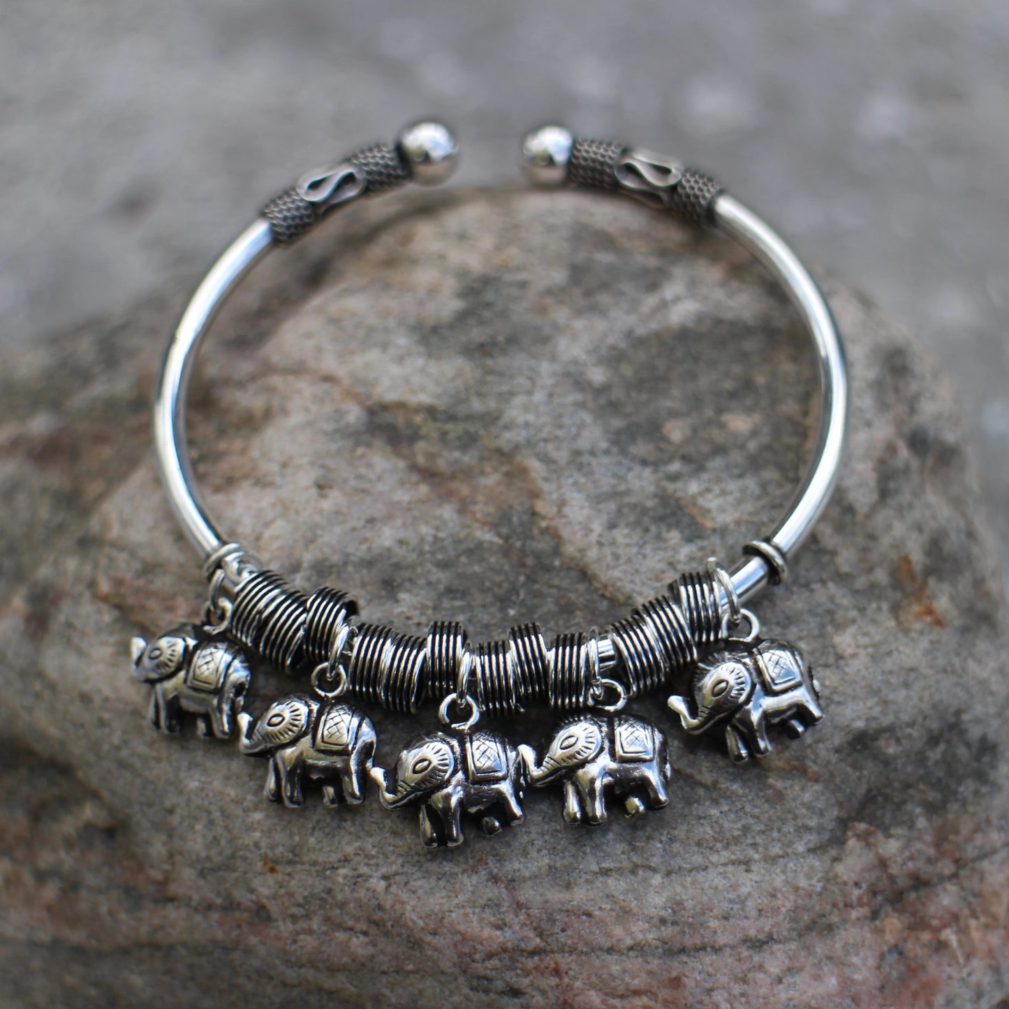 Elephant Dangle Silver Bracelet