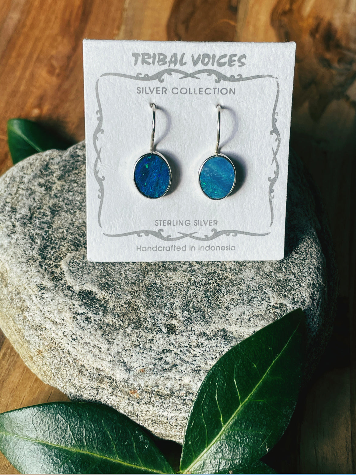 Deep Flash Australian Opal Clasp Earrings