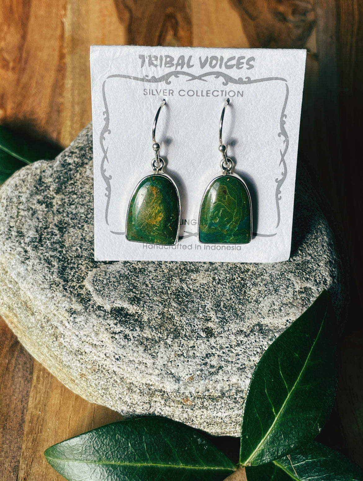 Deep Green Peruvian Opal Earrings