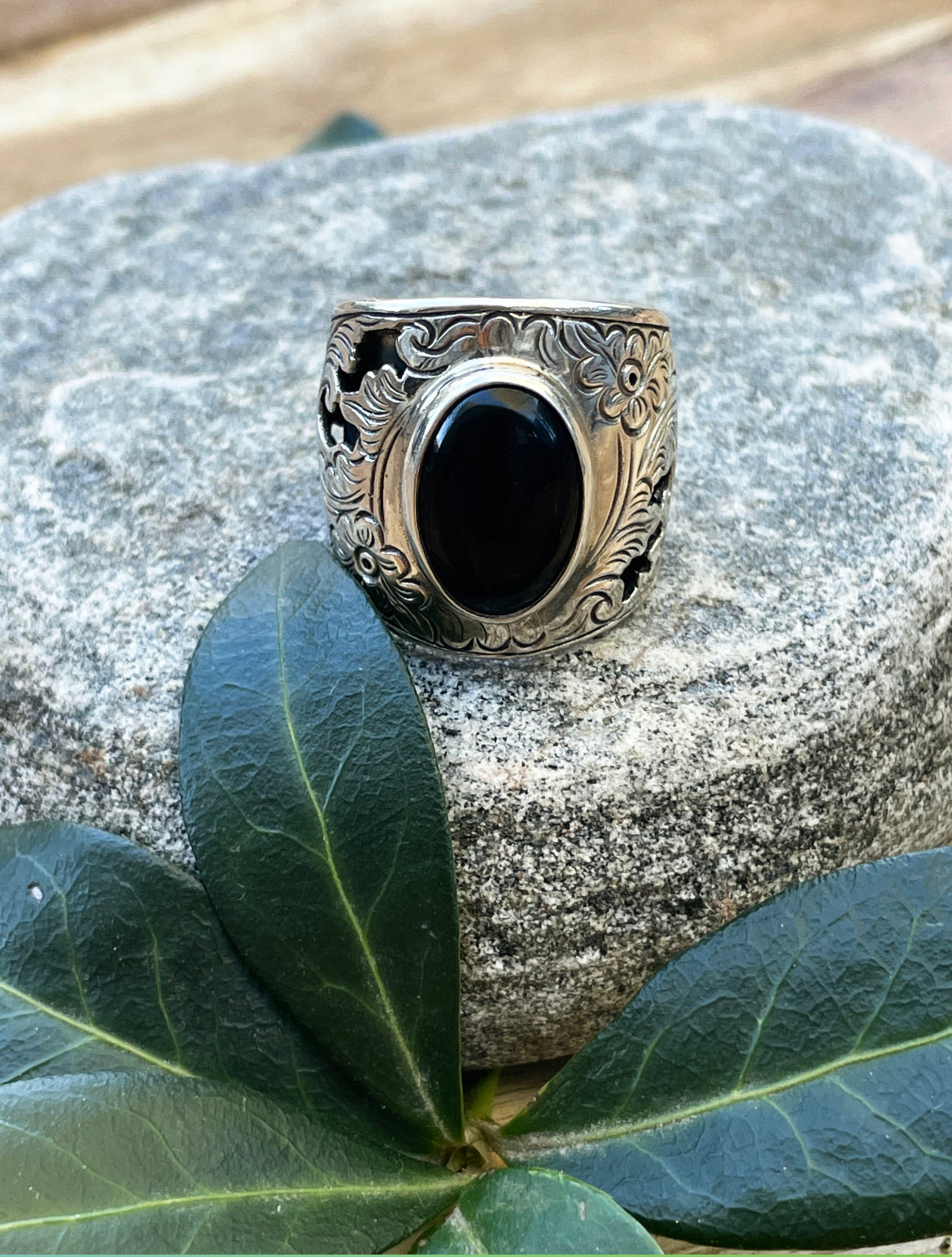 Wiccan Goddess Onyx Ring