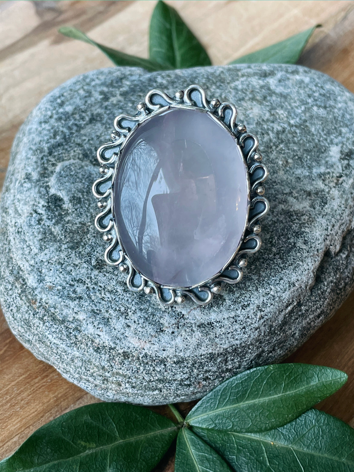 Large Statement Rose Quartz Ring (size 7)