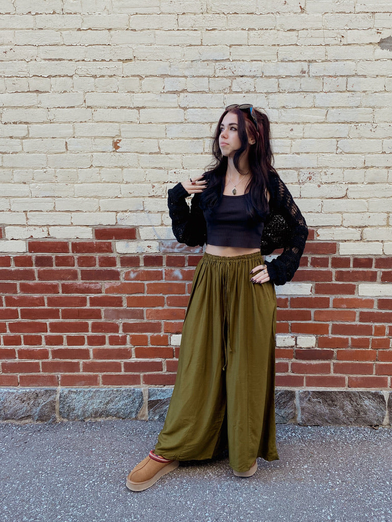 Olive Green Flowy Pants