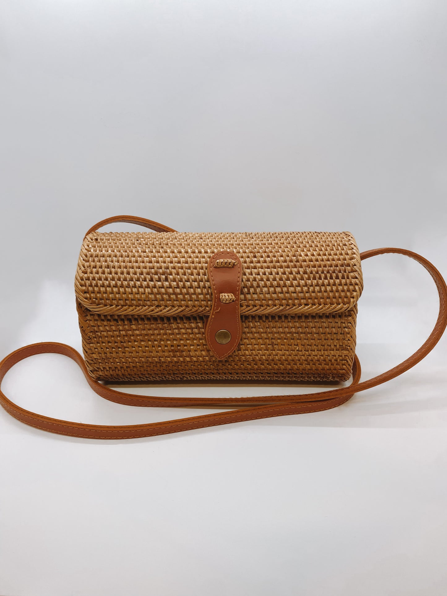 Rectangle Rattan Purse- Brown