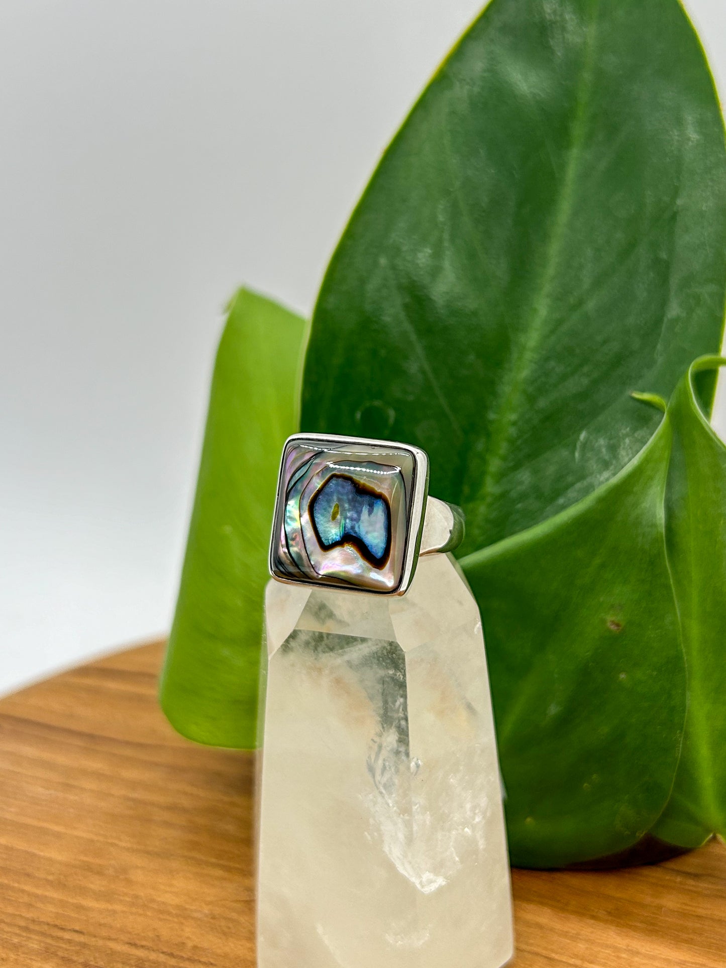 Square Abalone Ring (size 8)